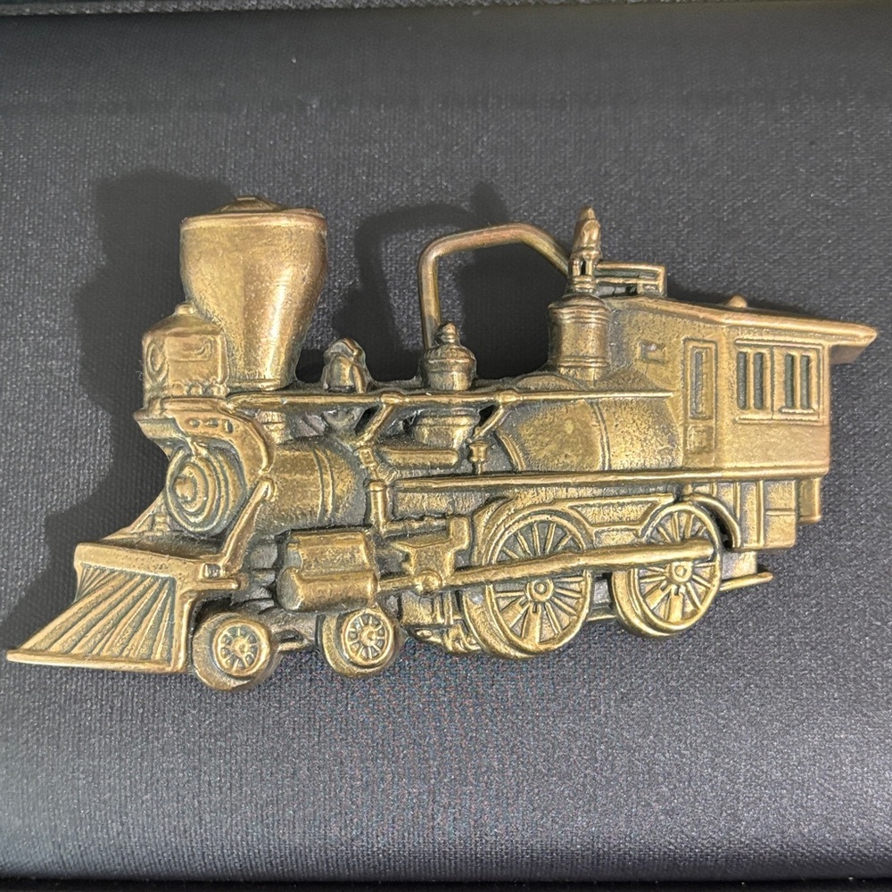 Vintage Solid Brass Steam Train Belt Buckle 1978 Locomotive Retro Baron Buckle